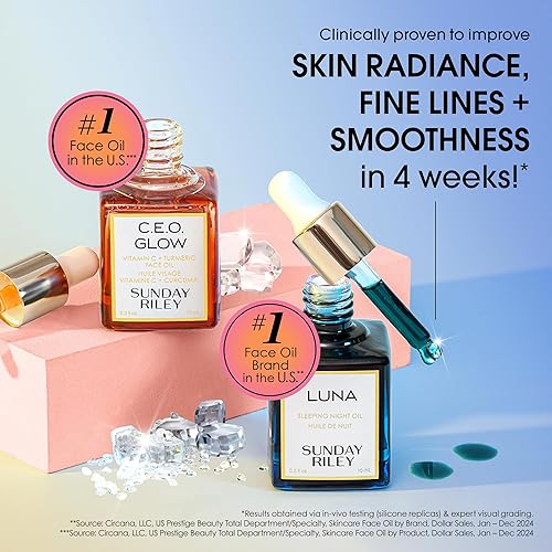 SUNDAY RILEY DAY NIGHT BRIGHTENING AND PLUMPING SERUM FOR RADIANT, HYDRATED SKIN ALL SKIN TYPES