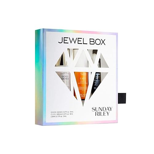 SUNDAY RILEY JEWEL BOX SKINCARE KIT, 0.7 FL OZ MINI FACIAL SET FOR GLOWING, RADIANT SKIN