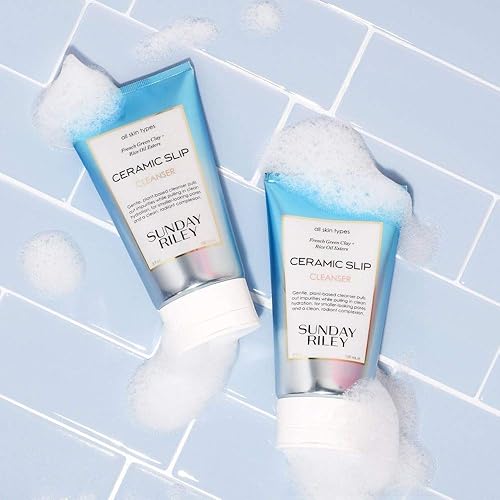SUNDAY RILEY CERAMIC SLIP FACIAL CLEANSER, 5 FL OZ GENTLE PORE-PURIFYING FACE WASH FOR ALL SKIN TYPE