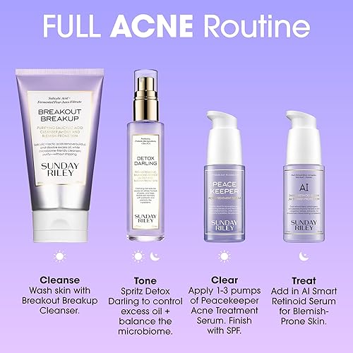 SUNDAY RILEY SALICYLIC ACID CLEANSER FOR ACNE BLEMISH-PRONE SKIN BREAKOUT BREAKUP FACE WASH