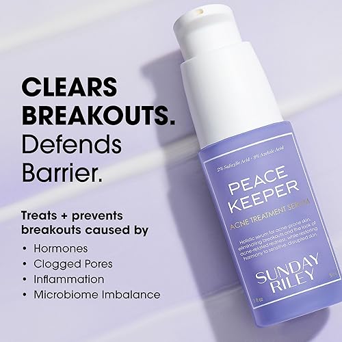 SUNDAY RILEY PEACEKEEPER AZELAIC SALICYLIC ACID ACNE TREATMENT SERUM FOR CLEAR SKIN BLEMISH PORE CONTROL