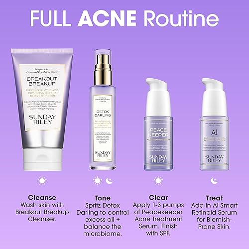 SUNDAY RILEY PEACEKEEPER AZELAIC SALICYLIC ACID ACNE TREATMENT SERUM FOR CLEAR SKIN BLEMISH PORE CONTROL