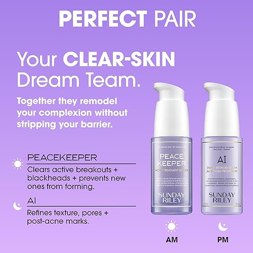 SUNDAY RILEY PEACEKEEPER AZELAIC SALICYLIC ACID ACNE TREATMENT SERUM FOR CLEAR SKIN BLEMISH PORE CONTROL