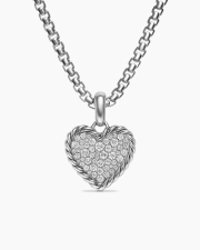 DAVID YURMAN PAVé HEART AMULET STERLING SILVER WITH DIAMONDS, 15.6MM