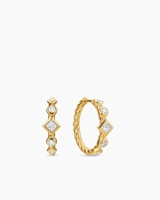 DAVID YURMAN PETITE MODERN RENAISSANCE® HOOP EARRINGS 18K YELLOW GOLD WITH DIAMONDS, 21MM