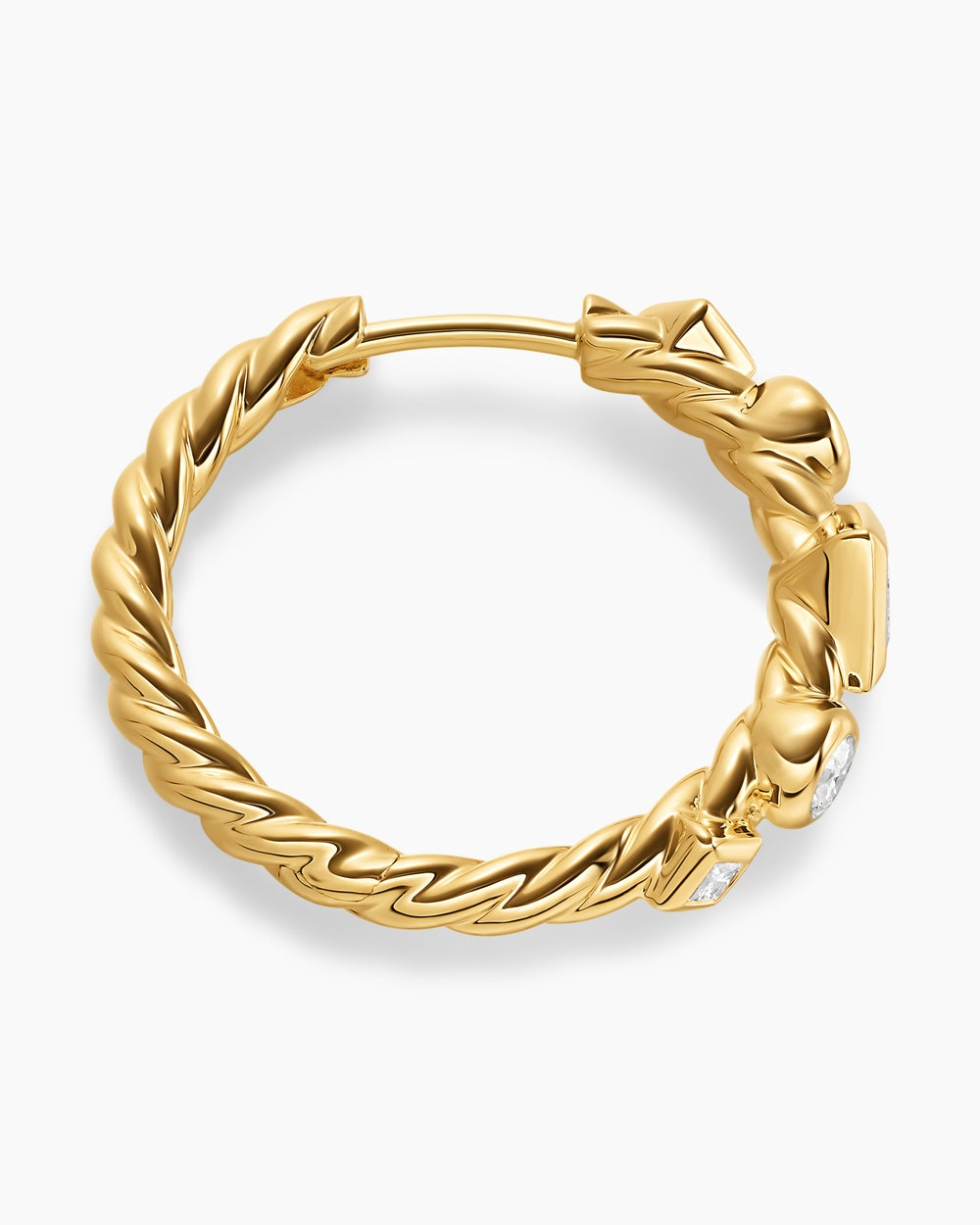 DAVID YURMAN PETITE MODERN RENAISSANCE® HOOP EARRINGS 18K YELLOW GOLD WITH DIAMONDS, 21MM