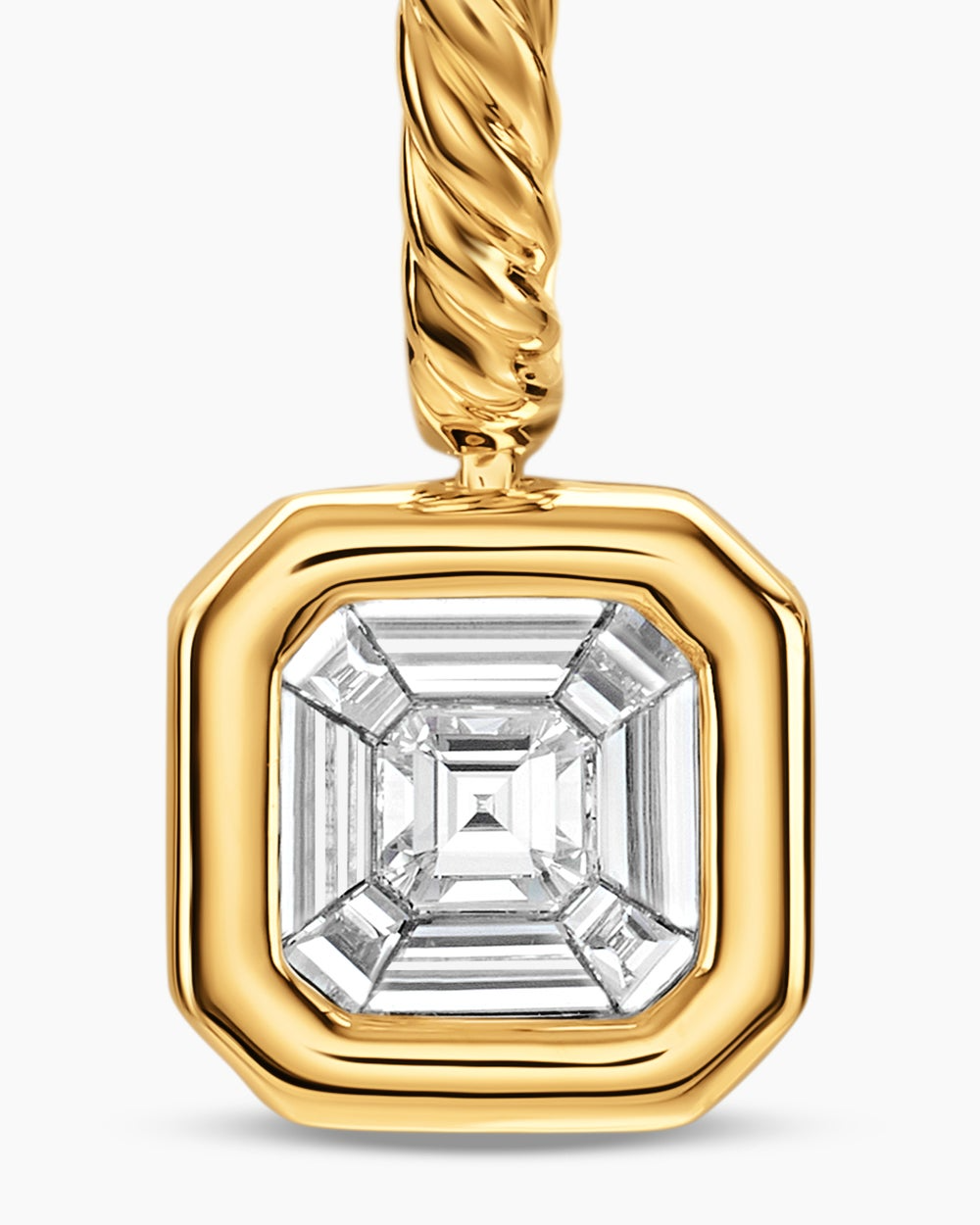 DAVID YURMAN ILLUSION SET DROP EARRINGS 18K YELLOW GOLD WITH SQUARE DIAMONDS, 7.7MM