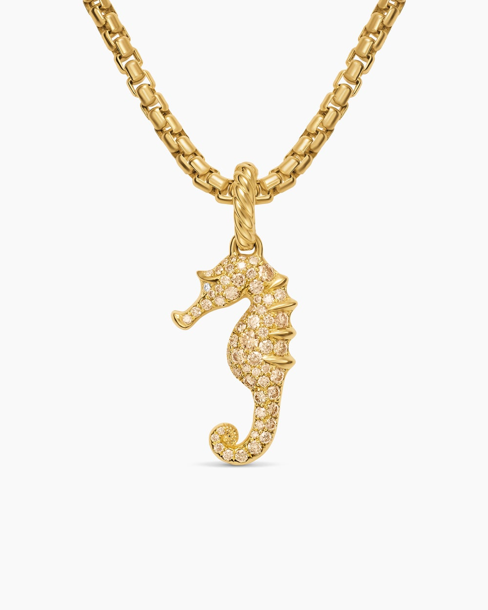 DAVID YURMAN SEAHORSE AMULET 18K YELLOW GOLD WITH COGNAC DIAMONDS AND DIAMONDS, 22.1MM