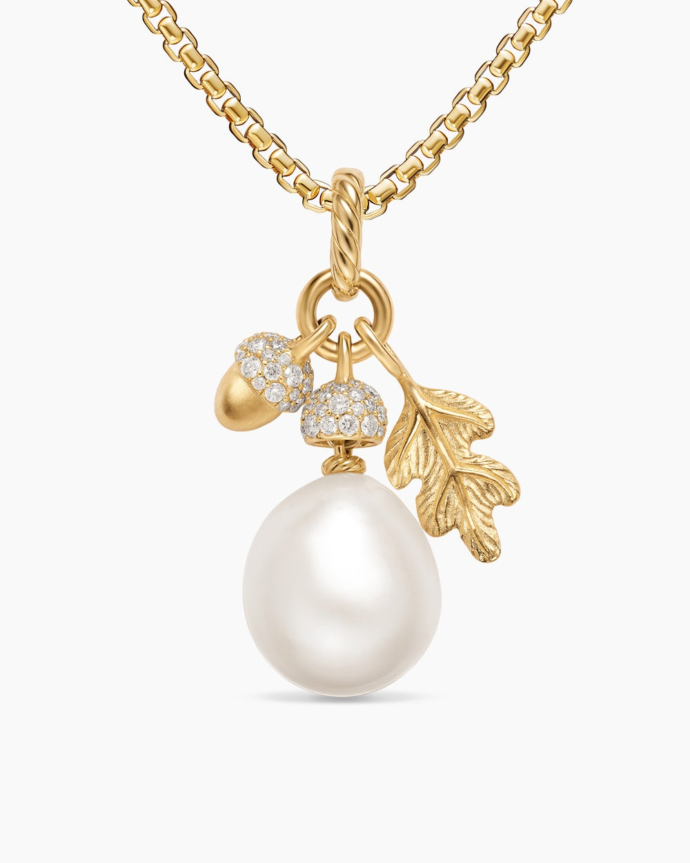 DAVID YURMAN PEARL ACORN AMULET 18K YELLOW GOLD WITH DIAMONDS, 25MM