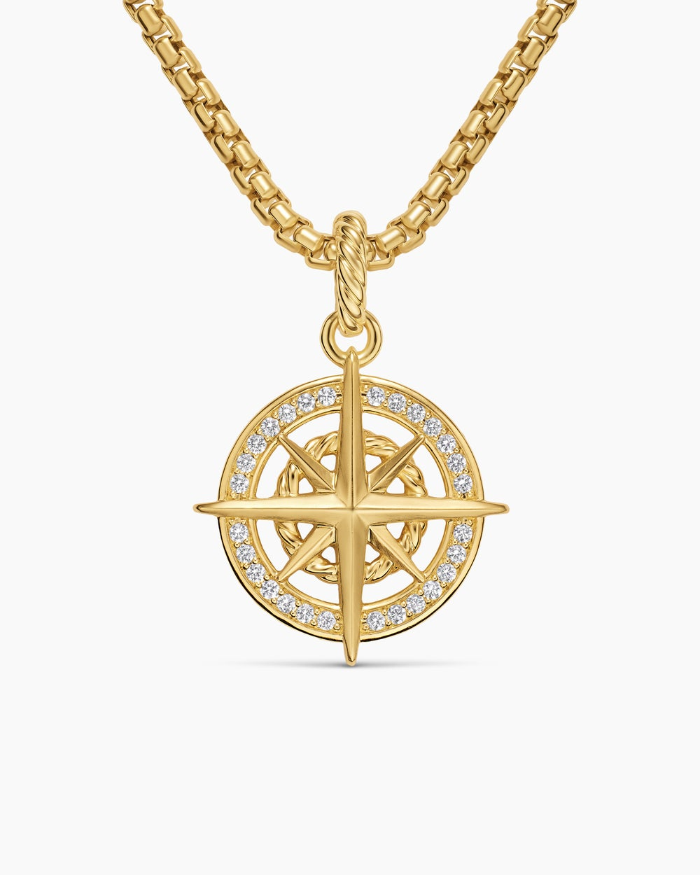 DAVID YURMAN COMPASS AMULET 18K YELLOW GOLD WITH DIAMONDS, 21.3MM
