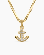 DAVID YURMAN ANCHOR AMULET 18K YELLOW GOLD WITH DIAMONDS, 17MM