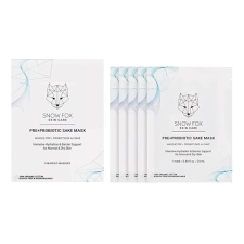 SNOW FOX PRE PROBIOTIC SAKE SHEET MASK 5-PACK HYDRATING, FIRMING, GLOW VEGAN BIOTICS SKINCARE