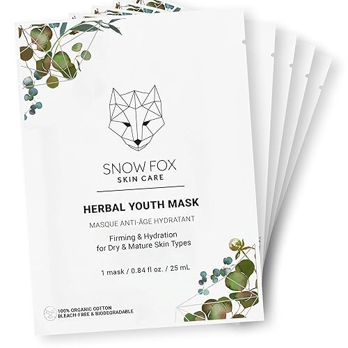 SNOW FOX HERBAL YOUTH MASK 5-PACK COLLAGEN BOOSTING, FIRMING ELASTICITY FACE SHEET MASKS