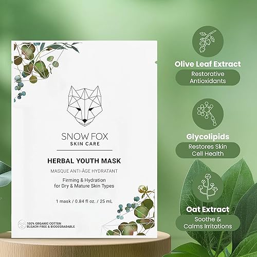 SNOW FOX HERBAL YOUTH MASK 5-PACK COLLAGEN BOOSTING, FIRMING ELASTICITY FACE SHEET MASKS