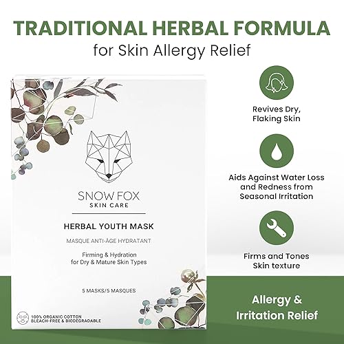 SNOW FOX HERBAL YOUTH MASK 5-PACK COLLAGEN BOOSTING, FIRMING ELASTICITY FACE SHEET MASKS