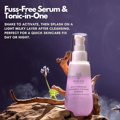 SNOW FOX SKINCARE MULTI-CERAMIDE SERUM WITH FRENCH LAVENDER COCONUT FOR DRY, SENSITIVE SKIN, 120ML