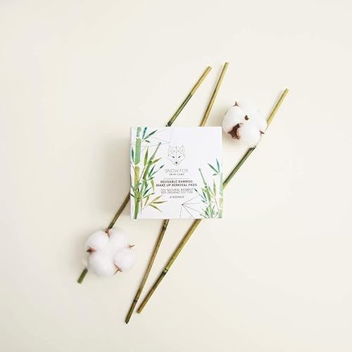 REUSABLE BAMBOO ORGANIC COTTON MAKEUP REMOVER PADS 8 WASHABLE ROUNDS WITH MESH BAG