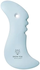 PORCELAIN GUA SHA FACE SCULPTING TOOL LYMPHATIC DRAINAGE, JAWLINE ACUPRESSURE MASSAGER BLUE