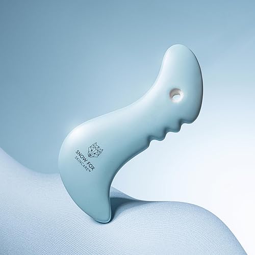 PORCELAIN GUA SHA FACE SCULPTING TOOL LYMPHATIC DRAINAGE, JAWLINE ACUPRESSURE MASSAGER BLUE