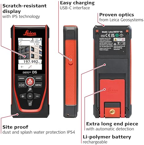LEICA DISTO D5 LASER DISTANCE METER 650FT WITH BLUETOOTH 4X ZOOM CAMERA GEOSYSTEMS NEW MODEL