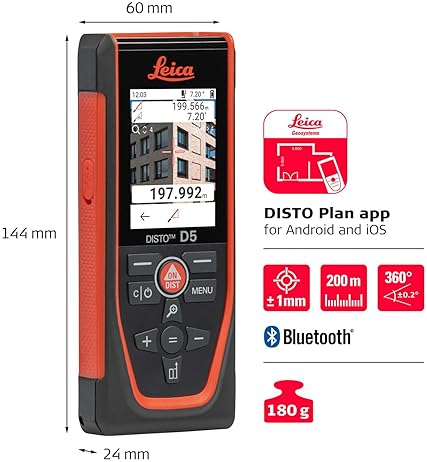 LEICA DISTO D5 LASER DISTANCE METER 650FT WITH BLUETOOTH 4X ZOOM CAMERA GEOSYSTEMS NEW MODEL