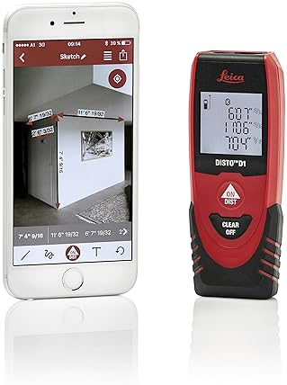 LEICA DISTO D1 LASER DISTANCE METER 120FT WITH BLUETOOTH 4.0, BLACK RED PRECISE MEASURING TOOL