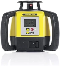 LEICA RUGBY 680 R680 RE140 DUAL AXIS LASER LEVEL, ALKALINE GRADE, PRECISION DIAL-IN TOOL