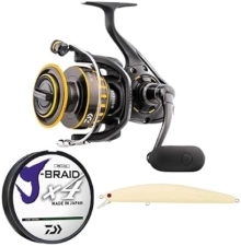 DAIWA BG SPINNING REEL KIT WITH BRAIDED FISHING LINE SP MINNOW LURE SALTWATER COMBO