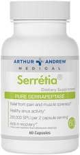 SERRETIA SERRAPEPTASE SUPPLEMENT BY ARTHUR ANDREW MEDICAL FOR MUSCLE SINUS SUPPORT, 60 CAPSULES