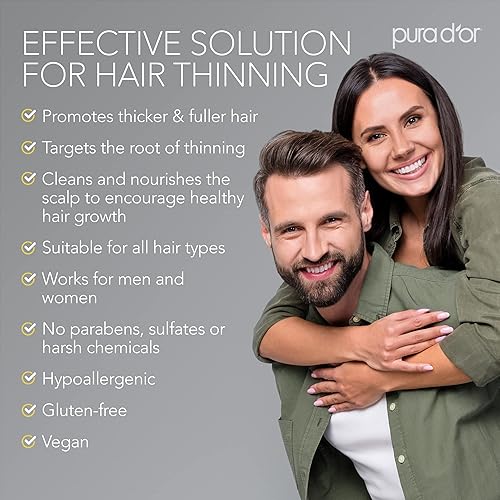 PURA DOR ANTI-THINNING SHAMPOO WITH BIOTIN ARGAN OIL, SULFATE-FREE, FOR FULLER HAIR, 16OZ
