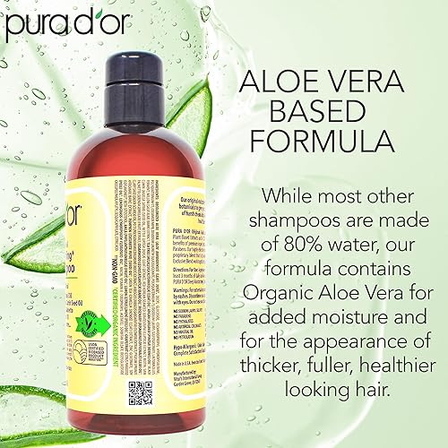 PURA DOR ANTI-THINNING SHAMPOO WITH BIOTIN ARGAN OIL, SULFATE-FREE, FOR FULLER HAIR, 16OZ