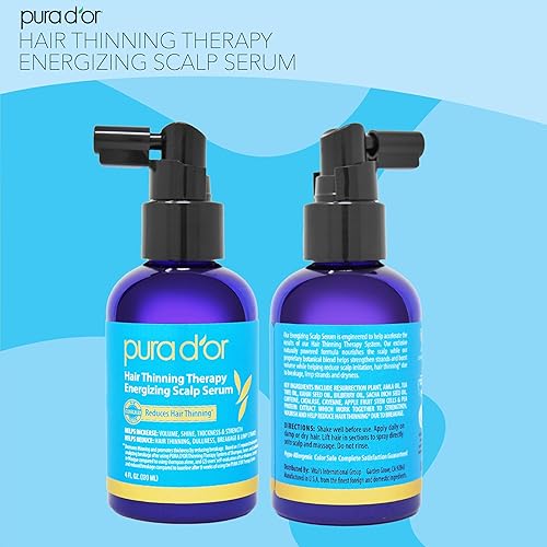 PURA DOR HAIR THINNING THERAPY SERUM 4OZ BIOTIN, CAFFEINE, COPPER PEPTIDE FOR ALL HAIR TYPES