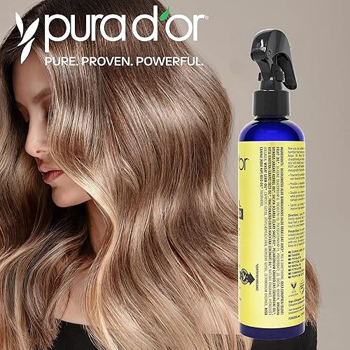 PURA DOR ARGAN OIL HEAT PROTECTANT SPRAY, 8OZ SHIELDS HAIR UP TO 450 F, SHINE REPAIR