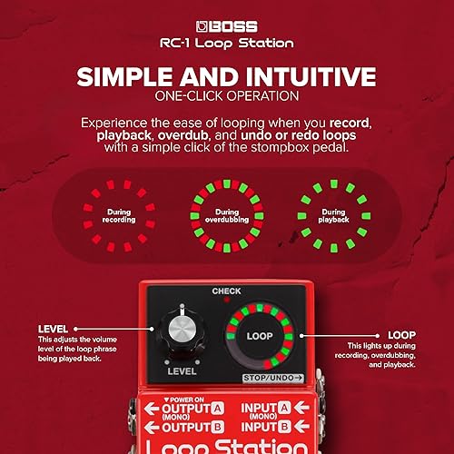 BOSS RC-1 LOOP STATION PEDAL SIMPLE LOOPER FOR GUITAR, BASS, KEYBOARD, 12 MIN RECORDING