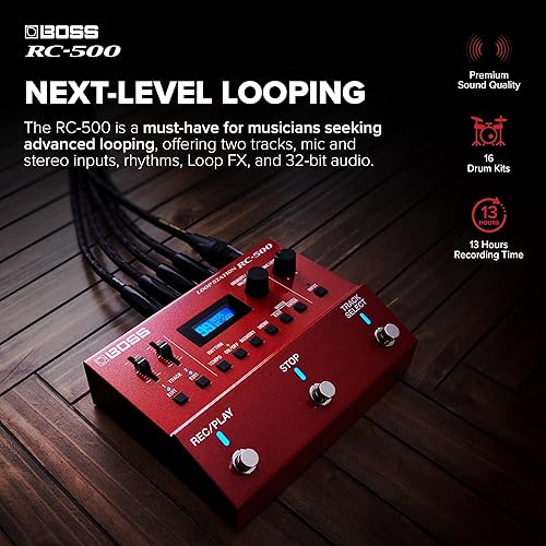 BOSS RC-500 LOOP STATION 2-TRACK LOOPER, 16 DRUM KITS, 13-HOUR RECORDING, PRO SOUND CONTROL