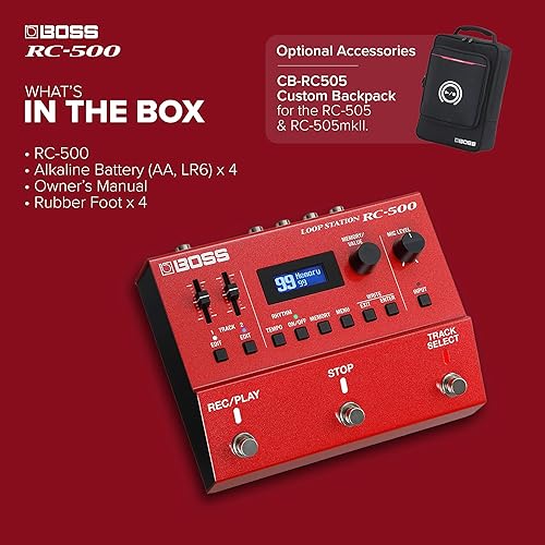 BOSS RC-500 LOOP STATION 2-TRACK LOOPER, 16 DRUM KITS, 13-HOUR RECORDING, PRO SOUND CONTROL