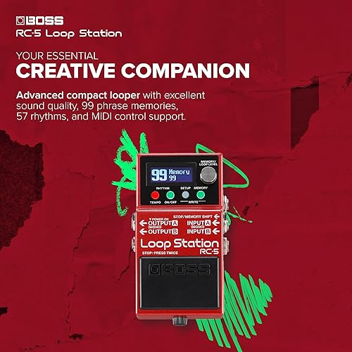 BOSS RC-5 LOOP STATION PEDAL 32-BIT AUDIO, 13-HOUR RECORDING, MULTI-COLOR LCD, MIDI USB