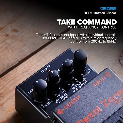 BOSS MT-2 METAL ZONE DISTORTION PEDAL FOR ELECTRIC GUITAR HIGH-GAIN EFFECTS STOMPBOX