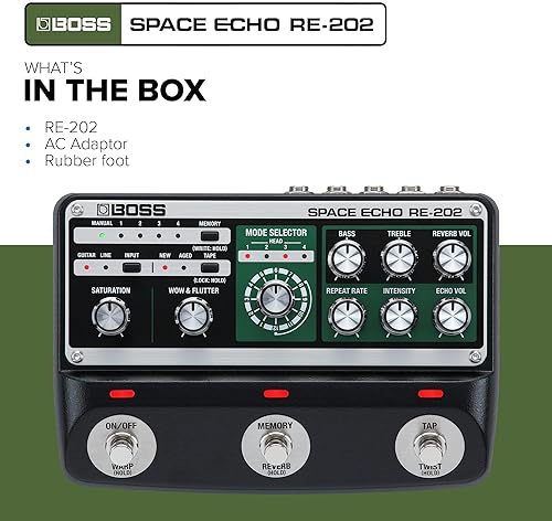 BOSS RE-202 SPACE ECHO PEDAL TAPE ECHO, DELAY SPRING REVERB, TRUE STEREO, ROLAND RE-201 REISSUE