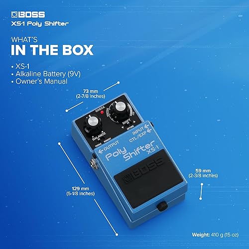 BOSS XS-1 POLY SHIFTER PITCH PEDAL COMPACT, NATURAL PITCH SHIFT FOR GUITAR BASS, 7 SEMITONES 3 OCTAV