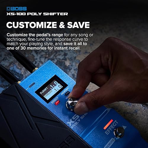 BOSS XS-100 POLY SHIFTER 8-OCTAVE PITCH SHIFTING PEDAL FOR GUITAR BASS, 30 PRESETS, DISPLAY