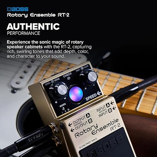 BOSS RT-2 ROTARY ENSEMBLE PEDAL AUTHENTIC ROTARY SPEAKER FX FOR GUITAR KEYBOARD, 3 MODES, EXPANDED I
