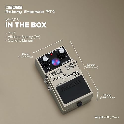 BOSS RT-2 ROTARY ENSEMBLE PEDAL AUTHENTIC ROTARY SPEAKER FX FOR GUITAR KEYBOARD, 3 MODES, EXPANDED I