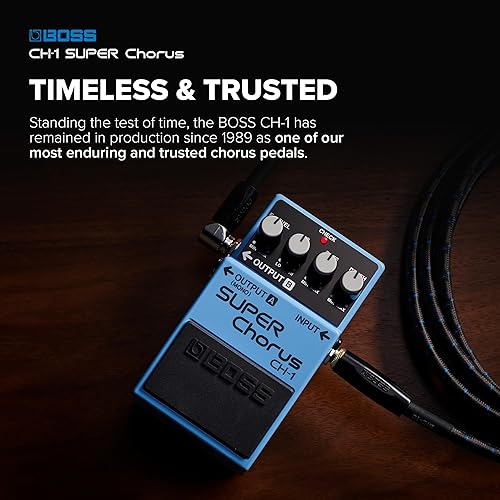 BOSS CH-1 SUPER CHORUS PEDAL FOR GUITAR KEYBOARD CLASSIC, VERSATILE EFFECTS, MONO STEREO, EASY CONTR