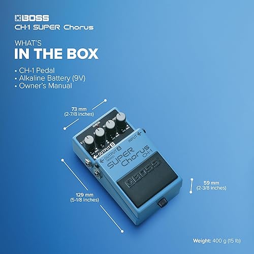 BOSS CH-1 SUPER CHORUS PEDAL FOR GUITAR KEYBOARD CLASSIC, VERSATILE EFFECTS, MONO STEREO, EASY CONTR