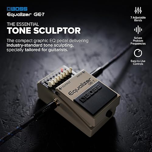 BOSS GE-7 GUITAR EQUALIZER PEDAL 7-BAND GRAPHIC EQ, 15DB BOOST CUT, COMPACT EFFECTS PEDAL