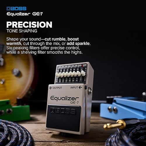 BOSS GE-7 GUITAR EQUALIZER PEDAL 7-BAND GRAPHIC EQ, 15DB BOOST CUT, COMPACT EFFECTS PEDAL