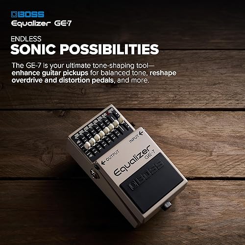 BOSS GE-7 GUITAR EQUALIZER PEDAL 7-BAND GRAPHIC EQ, 15DB BOOST CUT, COMPACT EFFECTS PEDAL