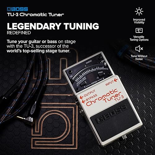 BOSS TU-3 CHROMATIC GUITAR BASS PEDAL TUNER, LED METER, ACCU-PITCH, PRO STOMPBOX ACCURACY