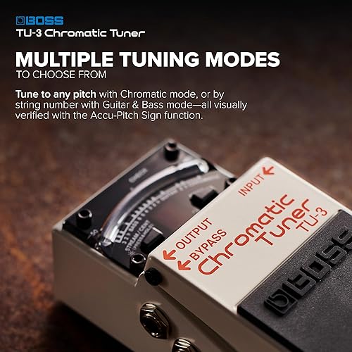 BOSS TU-3 CHROMATIC GUITAR BASS PEDAL TUNER, LED METER, ACCU-PITCH, PRO STOMPBOX ACCURACY
